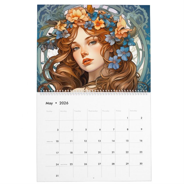 Calendario Elegancia encantadora: Chicas de Art Nouveau (May 2026)