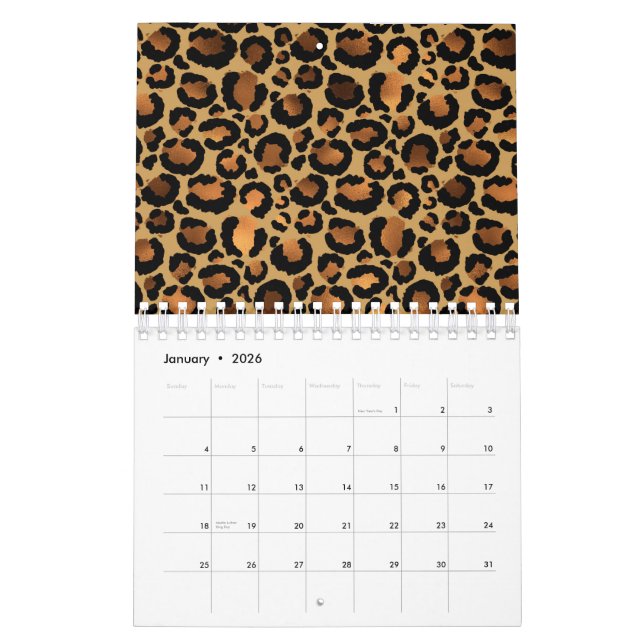 Calendario Elegant Brown Leopard Spots Wild Animal Glam (Jan 2026)