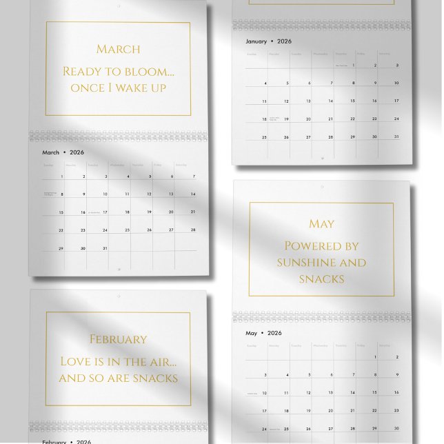 Calendario Elegant Gold Cute Quote Calendar 2026 (Subido por el creador)