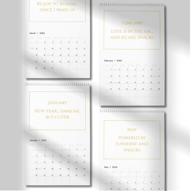 Calendario Elegant Gold Cute Quote Calendar 2026 (Subido por el creador)