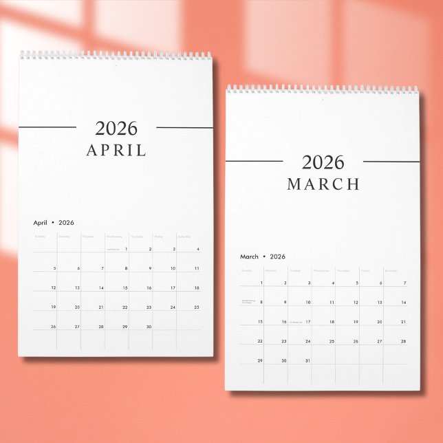 Calendario Elegant Minimalist 2026 Calendar (Subido por el creador)