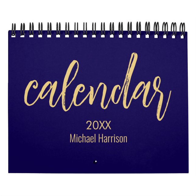 Calendario Elegant Minimalist 2026 Calendar – blue & Gold (Tapa)