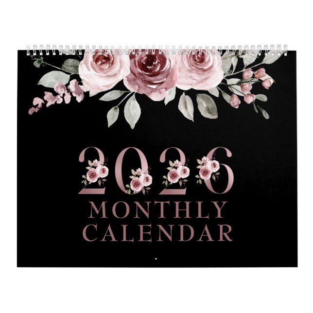 Calendario Elegant Pink Rose 2026 (Tapa)