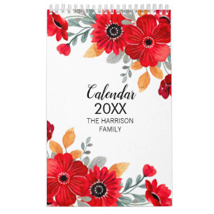 Calendario Elegante acuarela Floral Botánica