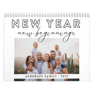 Calendario Elegante caligrafía de Año Nuevo foto de comienzos
