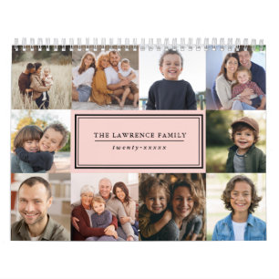 CALENDARIO ELEGANTE COLLAJE DE FOTOS FAMILIARES 2027 ROSADO
