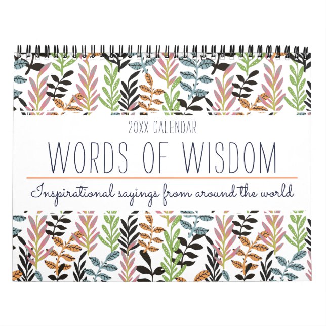 Calendario Elegante Colorido Inspirador Cita Floral 2022 (Tapa)