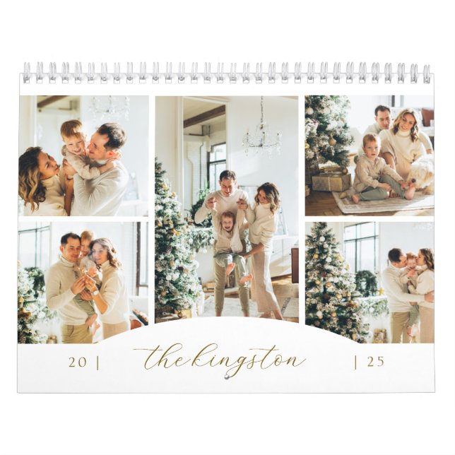 Calendario elegante de Collage de fotos de la fami (Tapa)