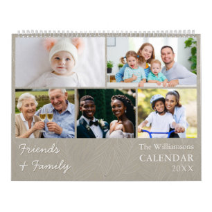 Calendario elegante de fotos grises de familiares 