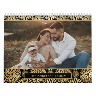 Calendario Elegante Familia Fotográfica Floral de Relieve met
