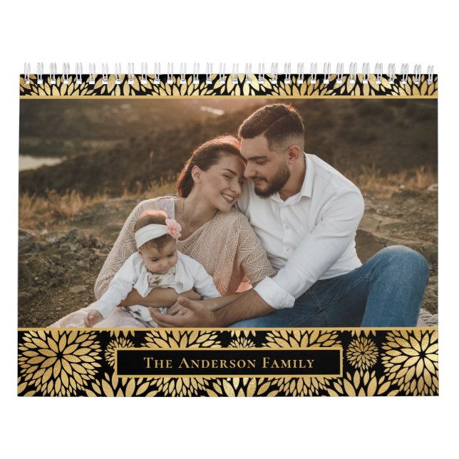 Calendario Elegante Familia Fotográfica Floral de Relieve met (Tapa)