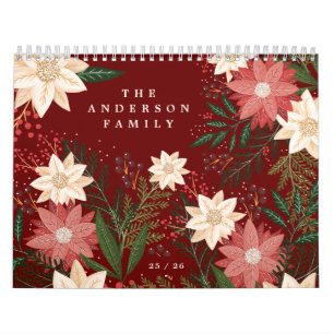 Calendario Elegante familia marrón Nombre Navidades de Poinse