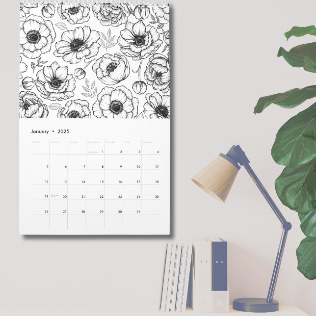 Calendario Elegante Floral Botánica (Elegant Floral Botanical Illustrated Calendar)