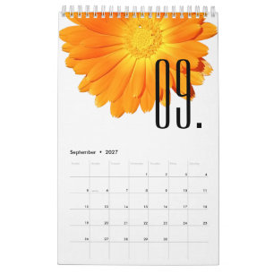 Calendario Elegante Floral Coloridas Flores Amante de las Flo