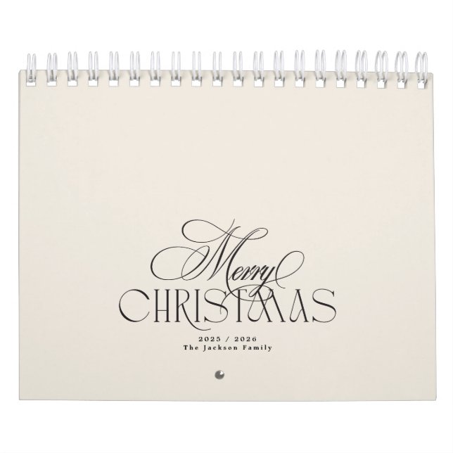 Calendario Elegante foto de Personalizado navideño merry de 3 (Tapa)