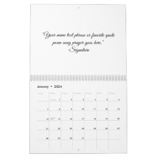 Calendario Elegante guión clásico personalizado cita la oraci