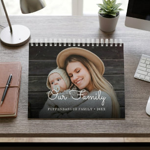 Calendario Elegante guión de familia Colaje de fotos familiar