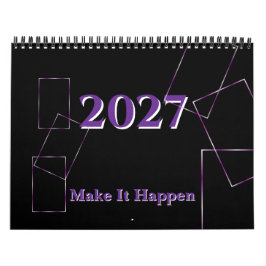Calendario Elegante marco geométrico de lavanda negra persona
