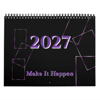 Calendario Elegante marco geométrico de lavanda negra persona