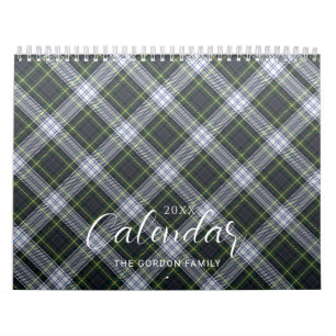 Calendario Elegante Plaid Rústico Familia 2024 Tartán