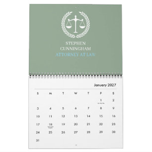 Calendario Elegante Profesional para Abogados Bufete de Aboga