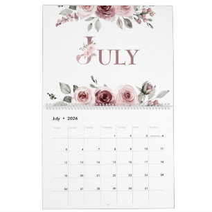 Calendario Elegante Rosa Polvorienta 2026