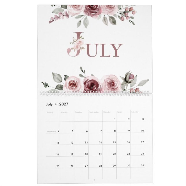 Calendario Elegante Rosa Polvorienta 2026 (Jul 2027)