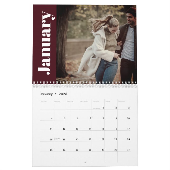 Calendario Elegante y moderno foto de Personalizado familiar  (Jan 2026)
