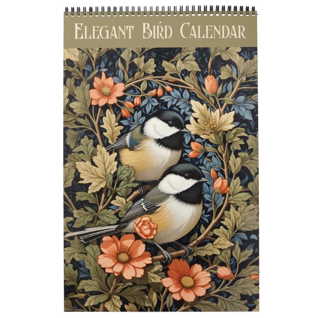 Calendario Elegantes aves florales de época 2025 (Tapa)