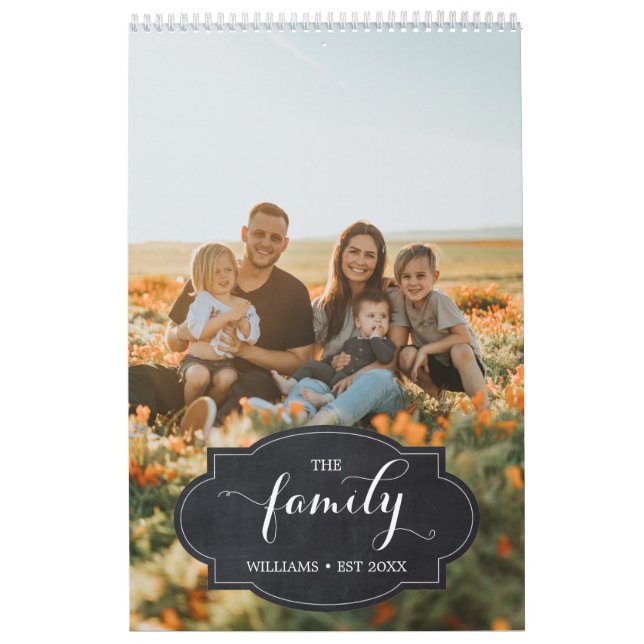 Calendario Elegantes Recuerdos de la familia de Personalizado (Tapa)