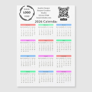 Calendario empresarial colorido de 2026 con logoti