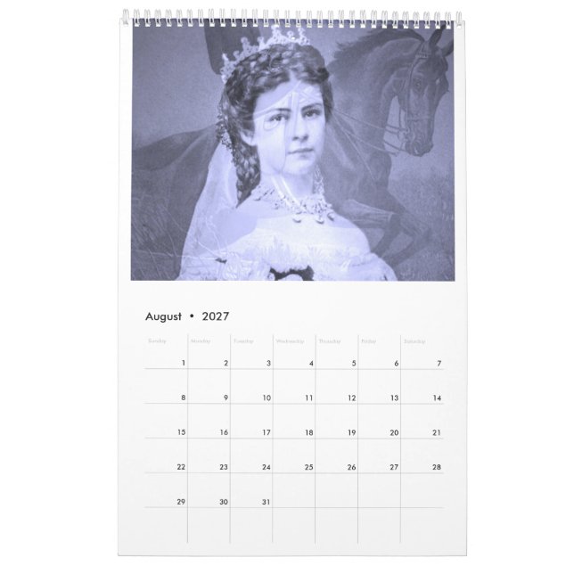 Calendario Empress Elisabeth of Austria - Sisi (Aug 2027)