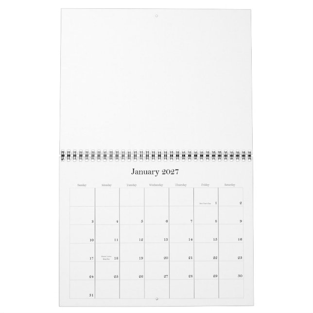 Calendario en blanco 2011 (Jan 2027)