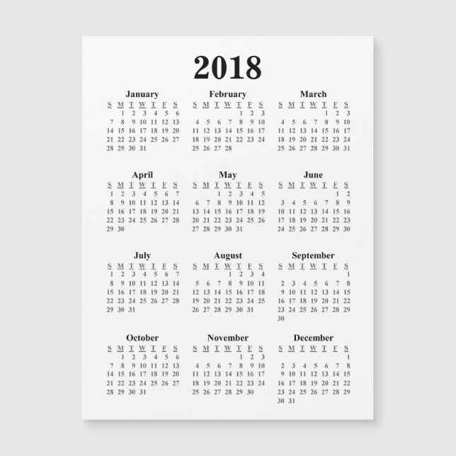 Calendario en blanco 2018 (Anverso)