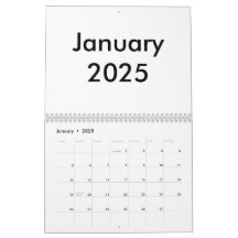 Calendario en blanco 2025 con meses