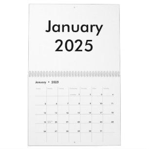 Calendario en blanco 2025 con meses