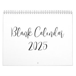 Calendario en blanco 2025 con texto