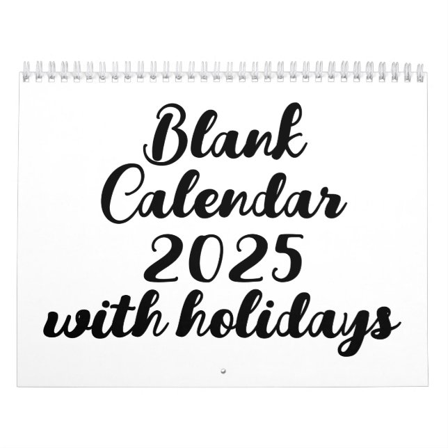 Calendario en blanco 2025 con vacaciones (Tapa)