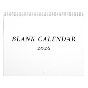 Calendario en blanco 2026 con vacaciones