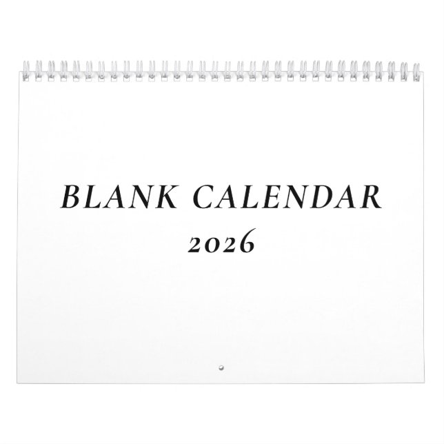 Calendario en blanco 2026 con vacaciones (Tapa)