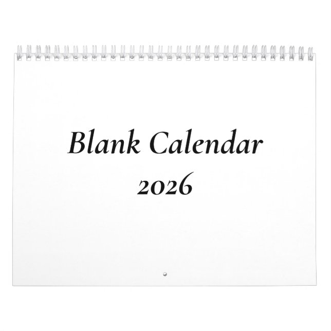 Calendario en blanco 2026 sin vacaciones (Tapa)