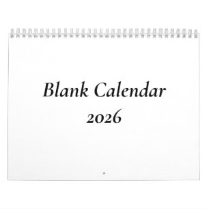Calendario en blanco 2026 sin vacaciones