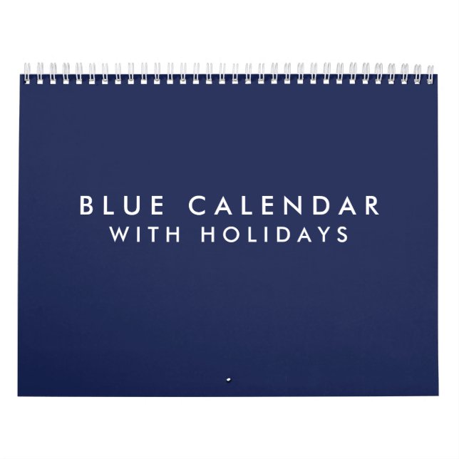 Calendario en blanco azul con vacaciones 2025 (Tapa)