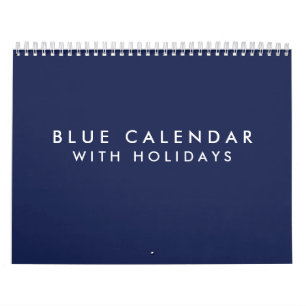 Calendario en blanco azul con vacaciones 2025