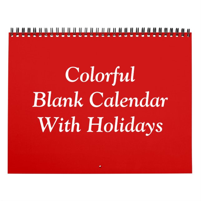 Calendario en blanco colorido con vacaciones (Tapa)