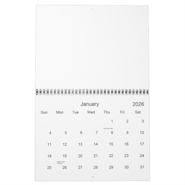Calendario en blanco de 2015 con vacaciones (Jan 2026)