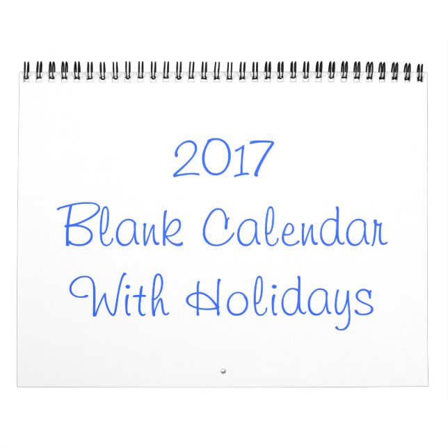Calendario en blanco de 2017 con vacaciones (Tapa)