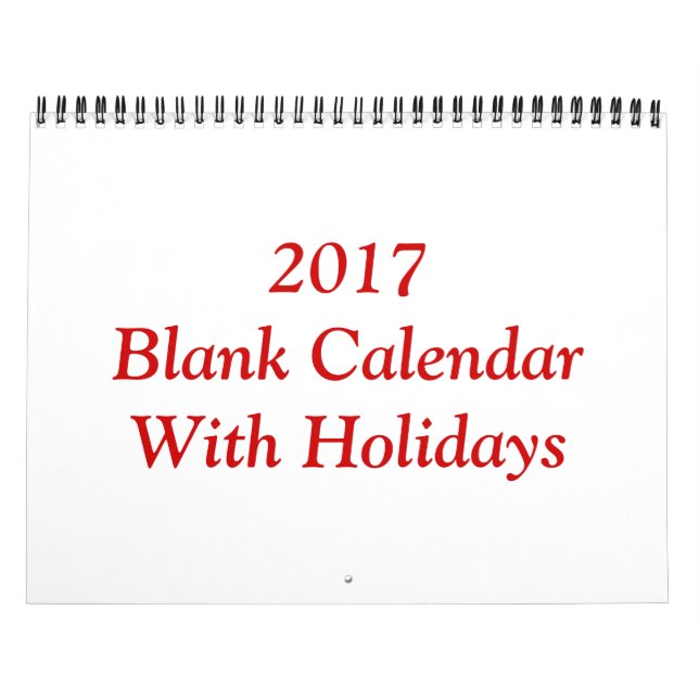 Calendario En Blanco De 2017 Con Vacaciones Y Cabl (Tapa)