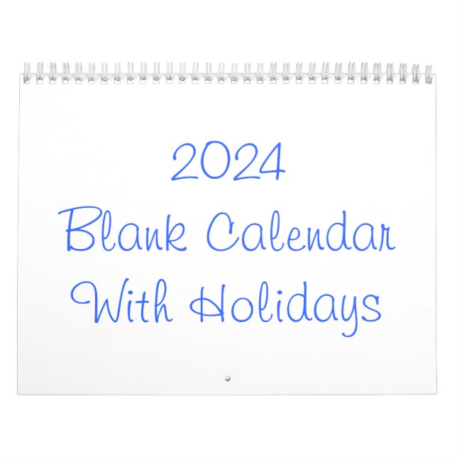 Calendario en blanco de 2024 con vacaciones (Tapa)