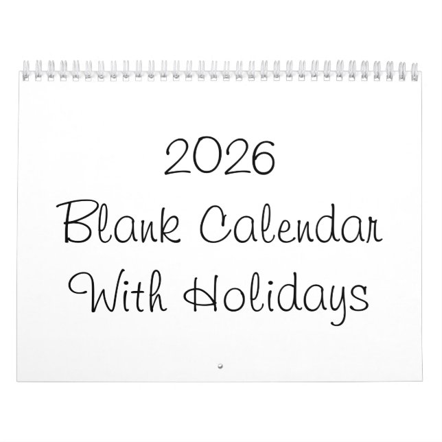 Calendario en blanco de 2026 con vacaciones (Tapa)